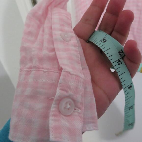 Garnet Hill Women 16 Pink White Gingham Checkered Button Front Long Sleeve Top - Picture 5 of 8